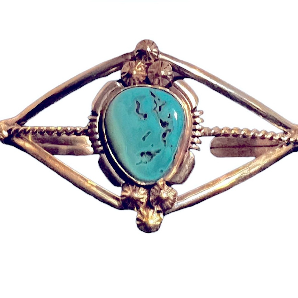 Marie B. Taxco Sterling Silver & Turquoise C-Cuff Bracelet